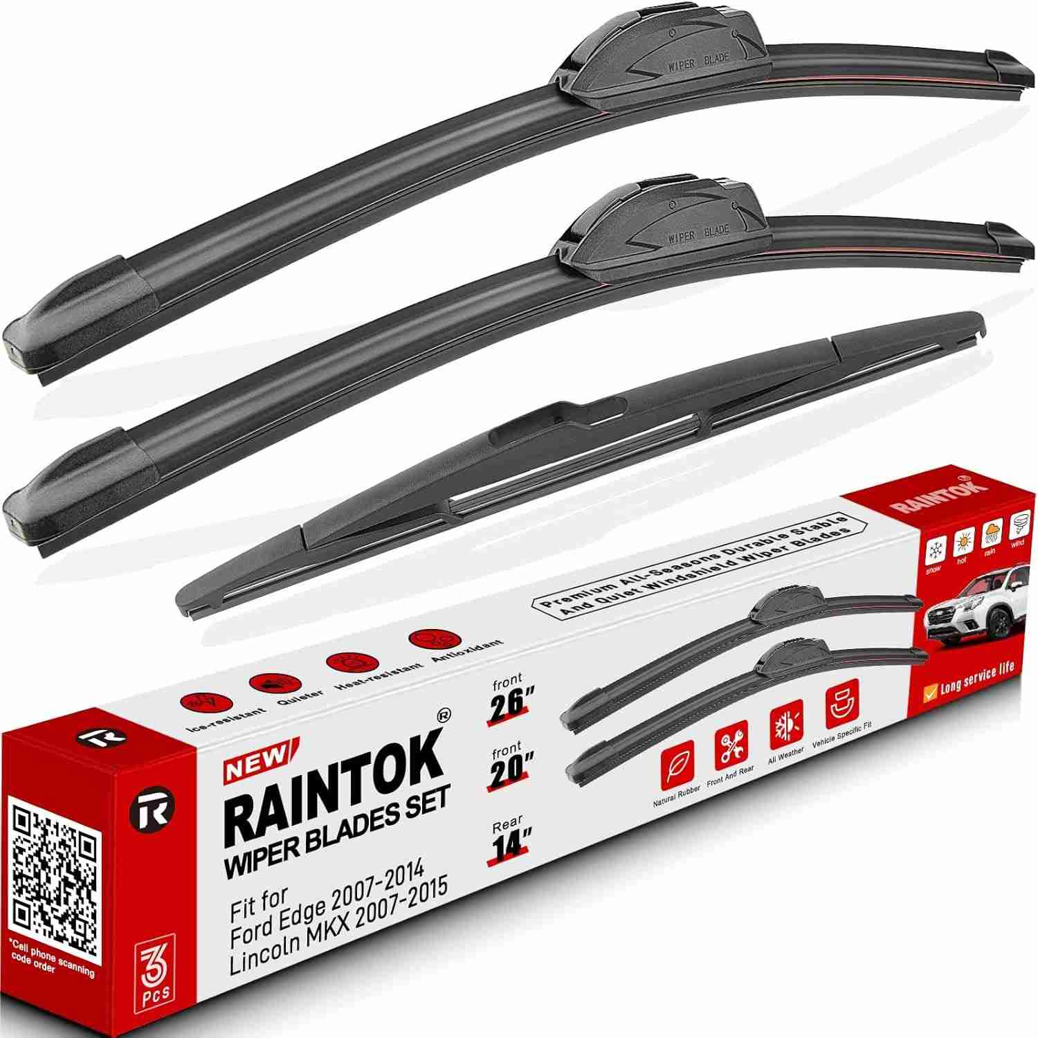 Palhetas Limpador Para-Brisa Raintok Ford Edge 2007-2014 (Dianteiras e Traseira) - Kit 3 Peças Originais