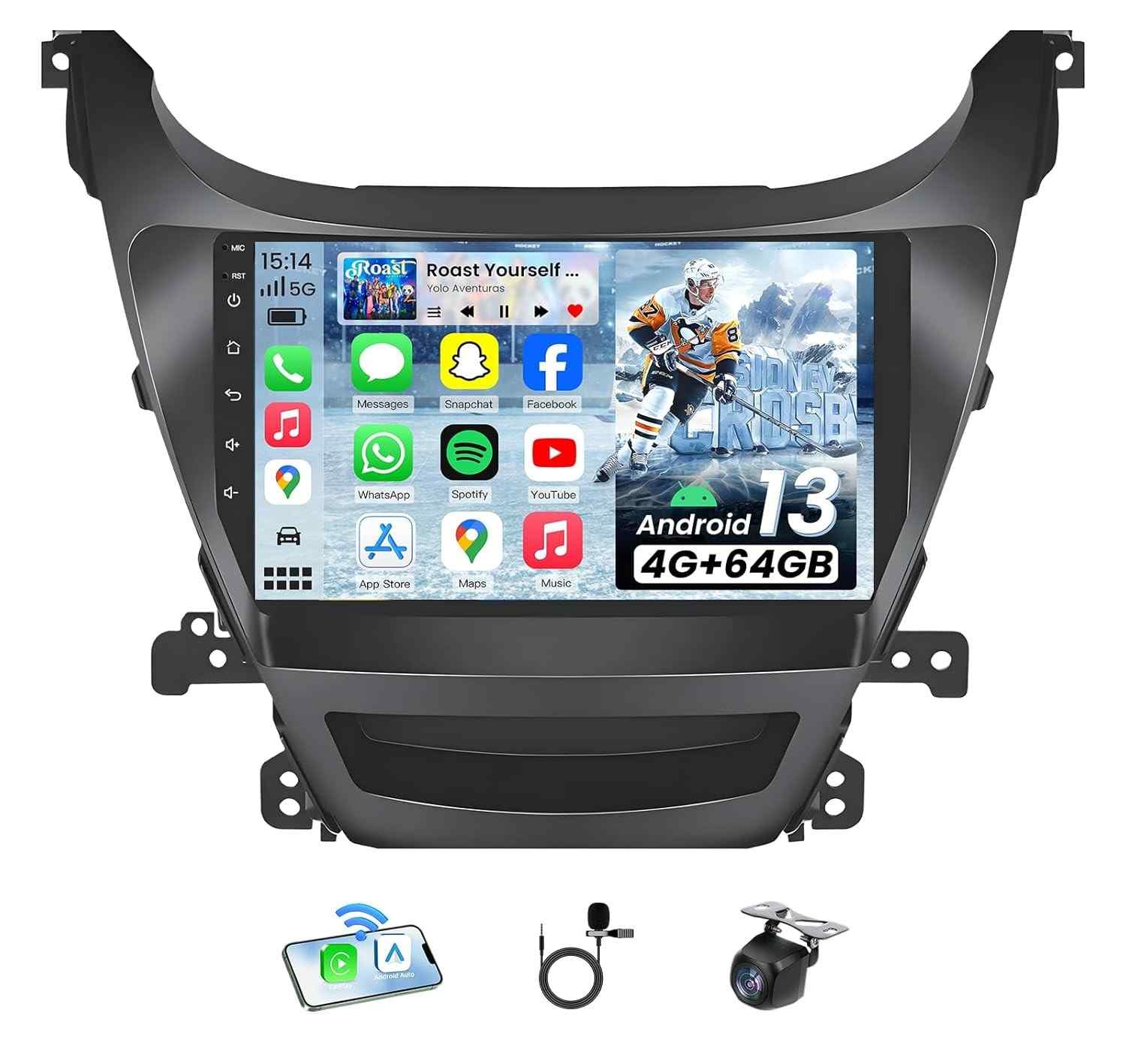Central Multimídia Android 11 para Hyundai Elantra 2014-2016: 4GB RAM + 64GB ROM