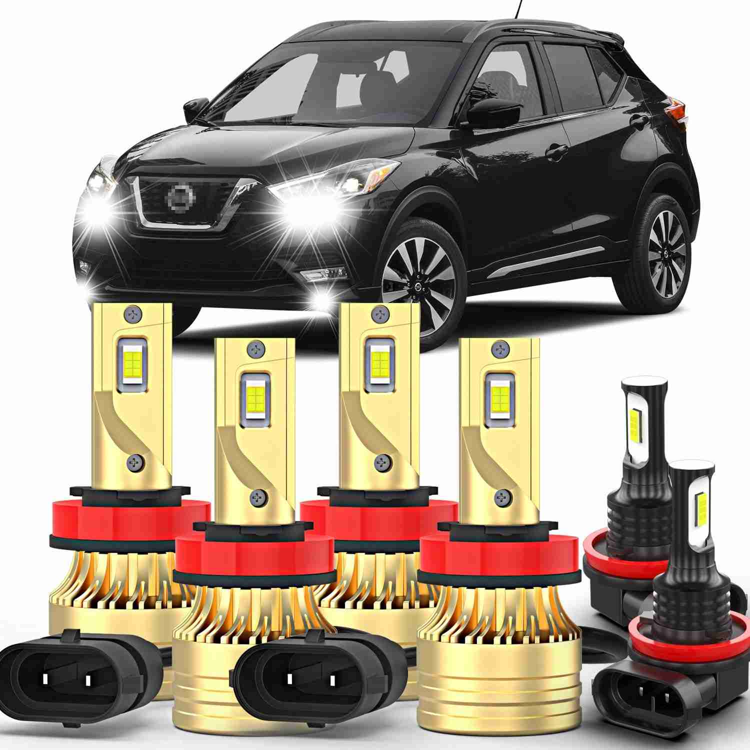 Lâmpadas LED H11/H8/H9 para Nissan Qashqai e Kicks (2017-2020) - 500% Mais Brilho, 6500K Branco Puro