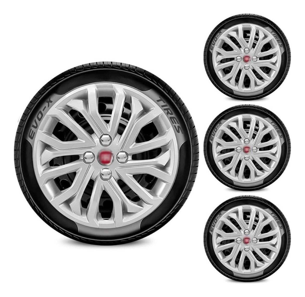 Jogo de Calotas Aro 15 para Fiat Argo e Cronos (2018-2023) com Emblema Vermelho - Estilo e Proteção