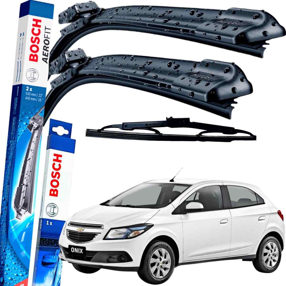 Par de Palhetas Limpador Parabrisa Bosch Aerofit Original GM Onix 2012-2018
