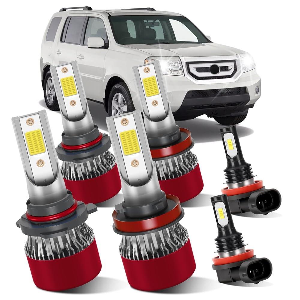 Kit Lâmpadas LED Honda Pilot 2006-2018: Farol Alto/Baixo e Neblina 6500K Branco Puro