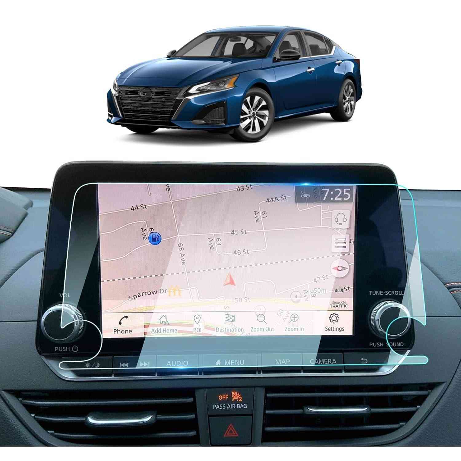 Protetor de Tela Vidro Temperado 9H para Nissan Altima 2019-2025 - Anti-Impressão Digital e Arranhões