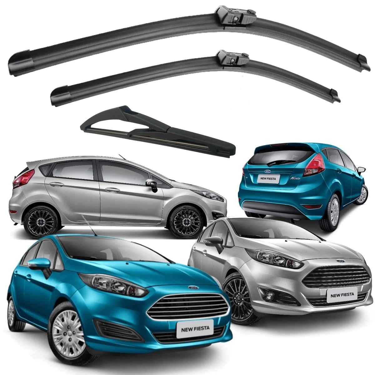 Kit 3 Palhetas Limpador Parabrisa Silicone Fiesta e New Fiesta (1996-2019) - Visibilidade Máxima!