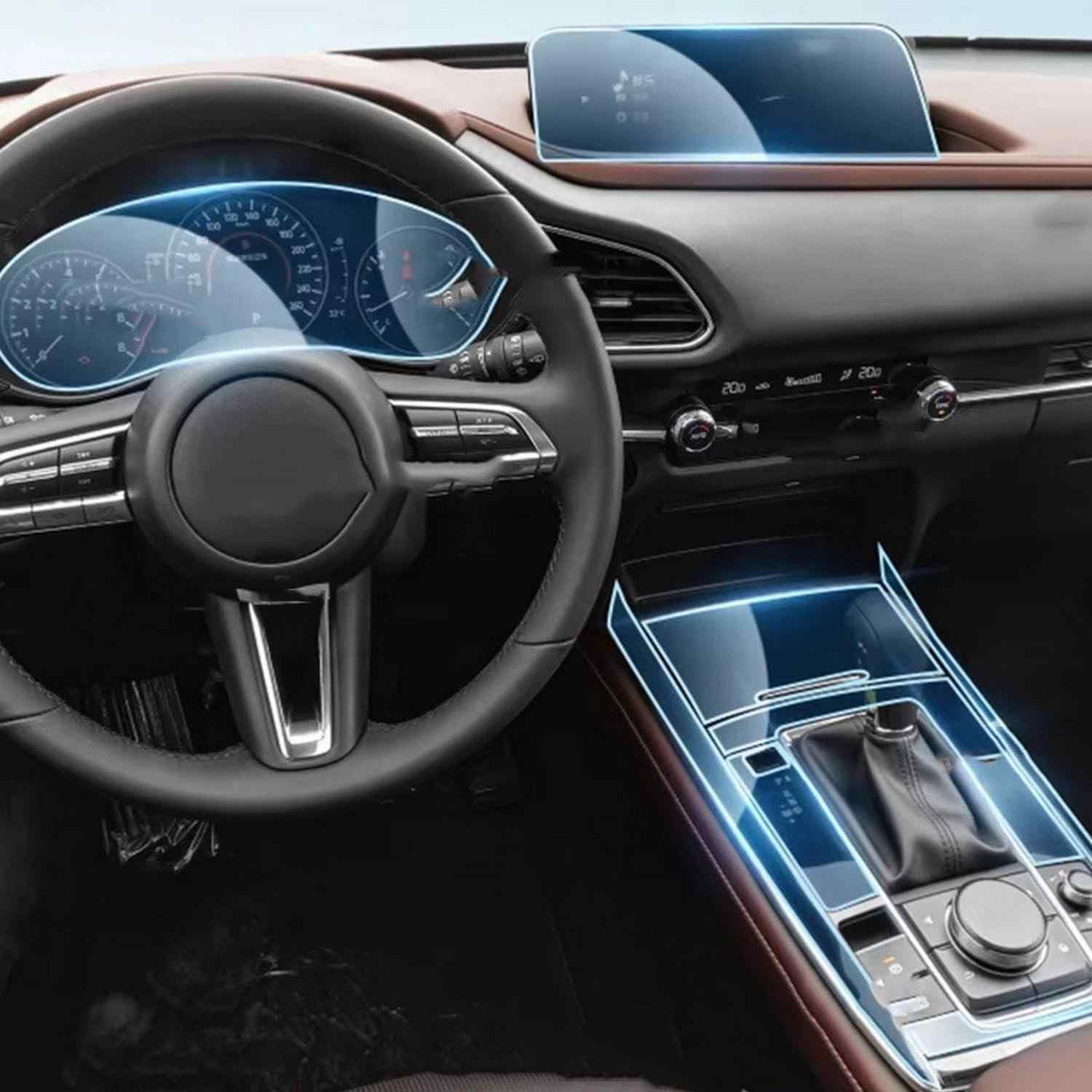 Proteção Premium para Central Multimídia Mazda CX-30 2020-2024: Película TPU Anti-Risco