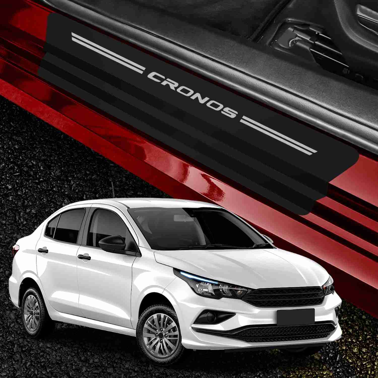 Kit Adesivos Soleira Porta Fiat Cronos 2017-2021: Proteção e Estilo Premium