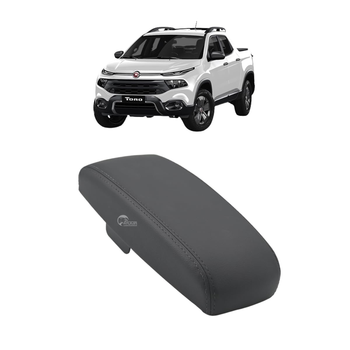 Tampa de Apoio de Braço Preta para Fiat Toro (2016-2021) - Acabamento Premium