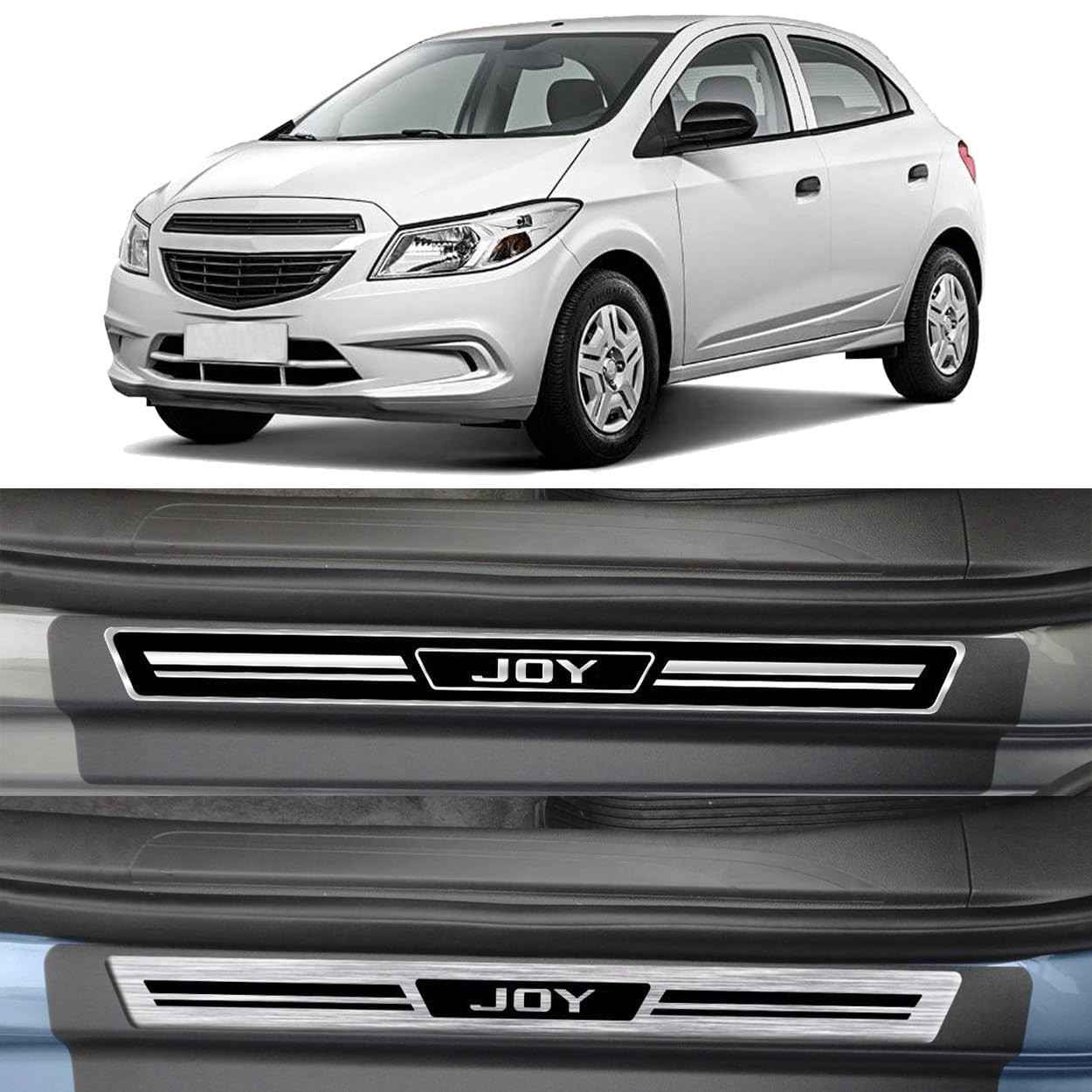 Jogo de Soleiras Elegance Onix Joy Hatch e Sedan 2013-2021 (Vinil Preto)