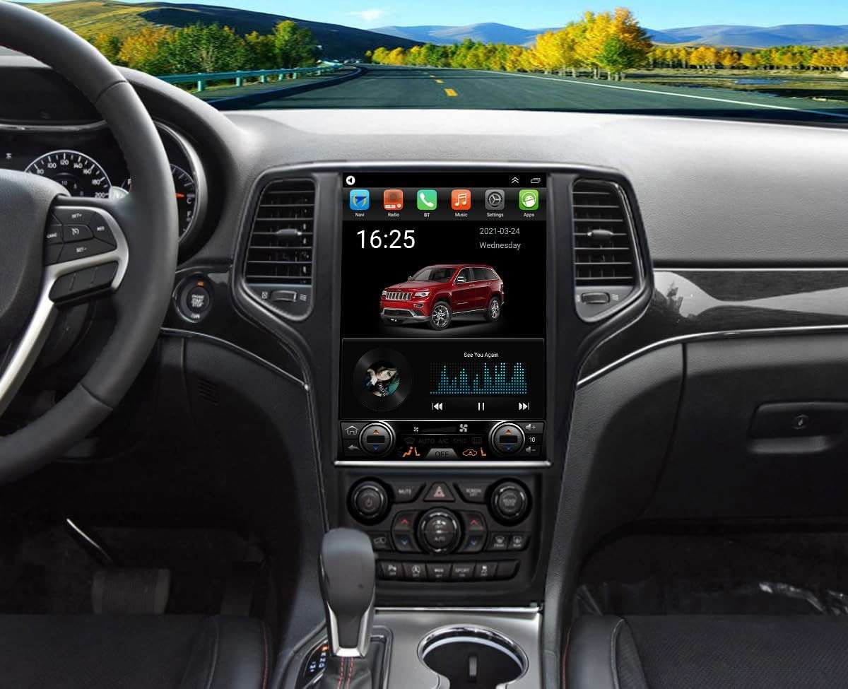 Upgrade Rádio Jeep Grand Cherokee 2014-2022: CPU 8 Núcleos, Tela 12.1" IPS, CarPlay & Android Auto