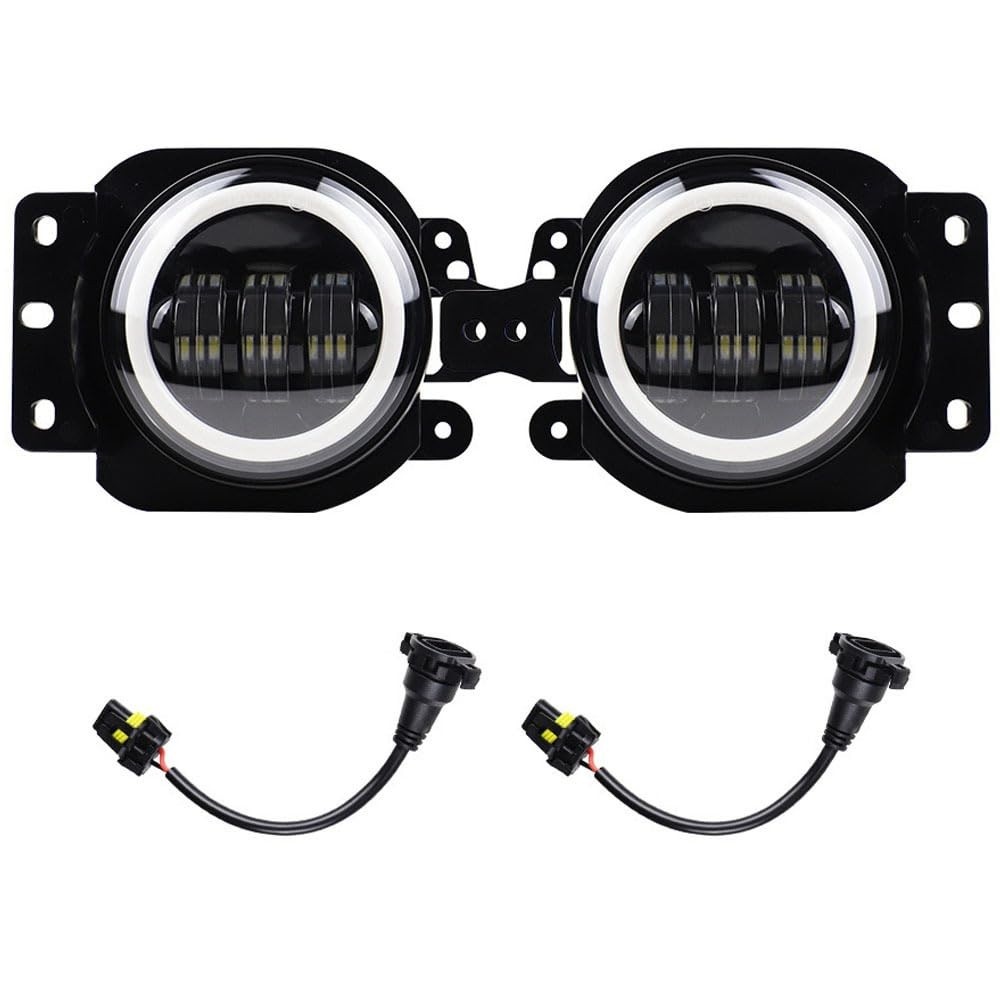 Kit 2 Faróis de Neblina LED 4" 30W para Wrangler JL 2018-2023: Luz Diurna e Condução Potente