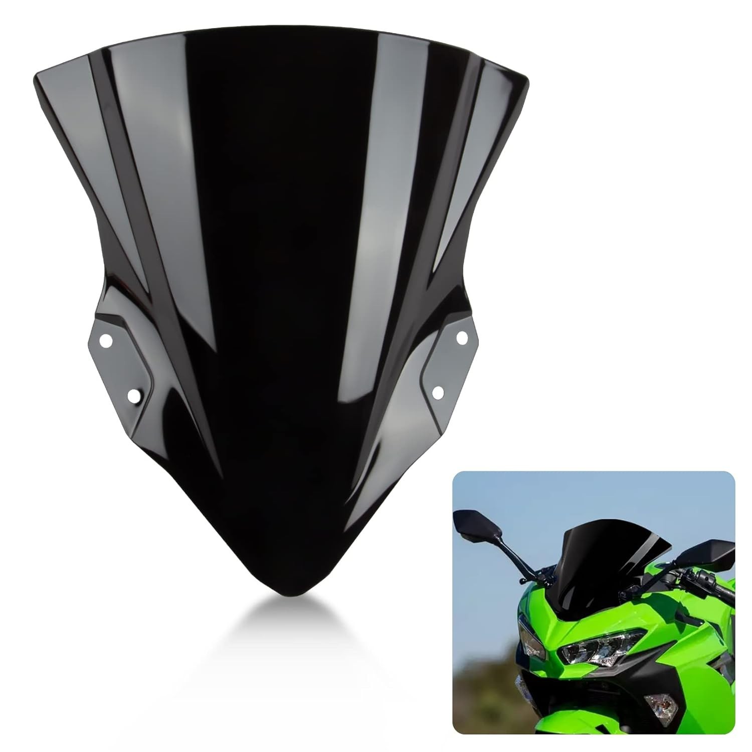 Para-brisa Bolha Dupla Preto para Kawasaki Ninja 400 EX400 (2018-2023)
