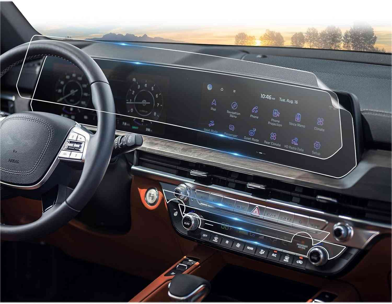 Protetor de Tela CDEFG 4 Peças para Kia Telluride 2023-2025: Proteção Premium para sua Tela de 12.3" e AC