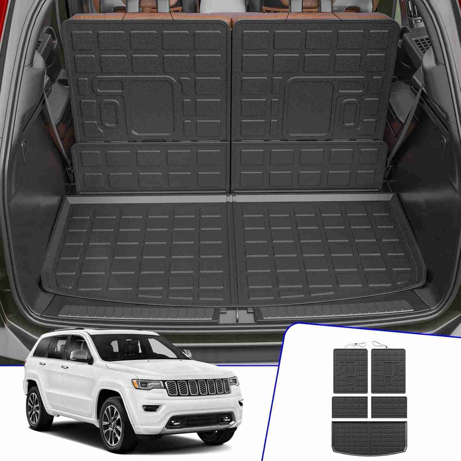 Tapete de Porta-Malas e Encosto Jeep Grand Cherokee L 2021-2023: Proteção Total All-Weather