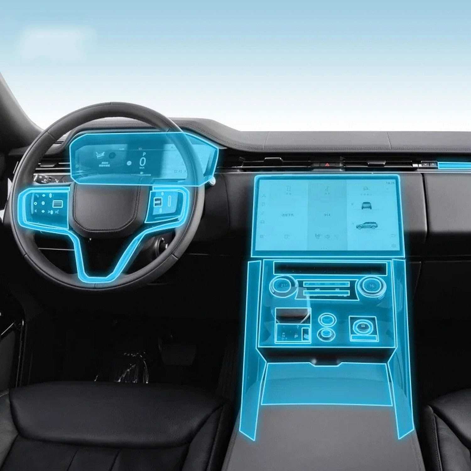 Película Protetora TPU Transparente para Console Central Range Rover Sport 2023-2024