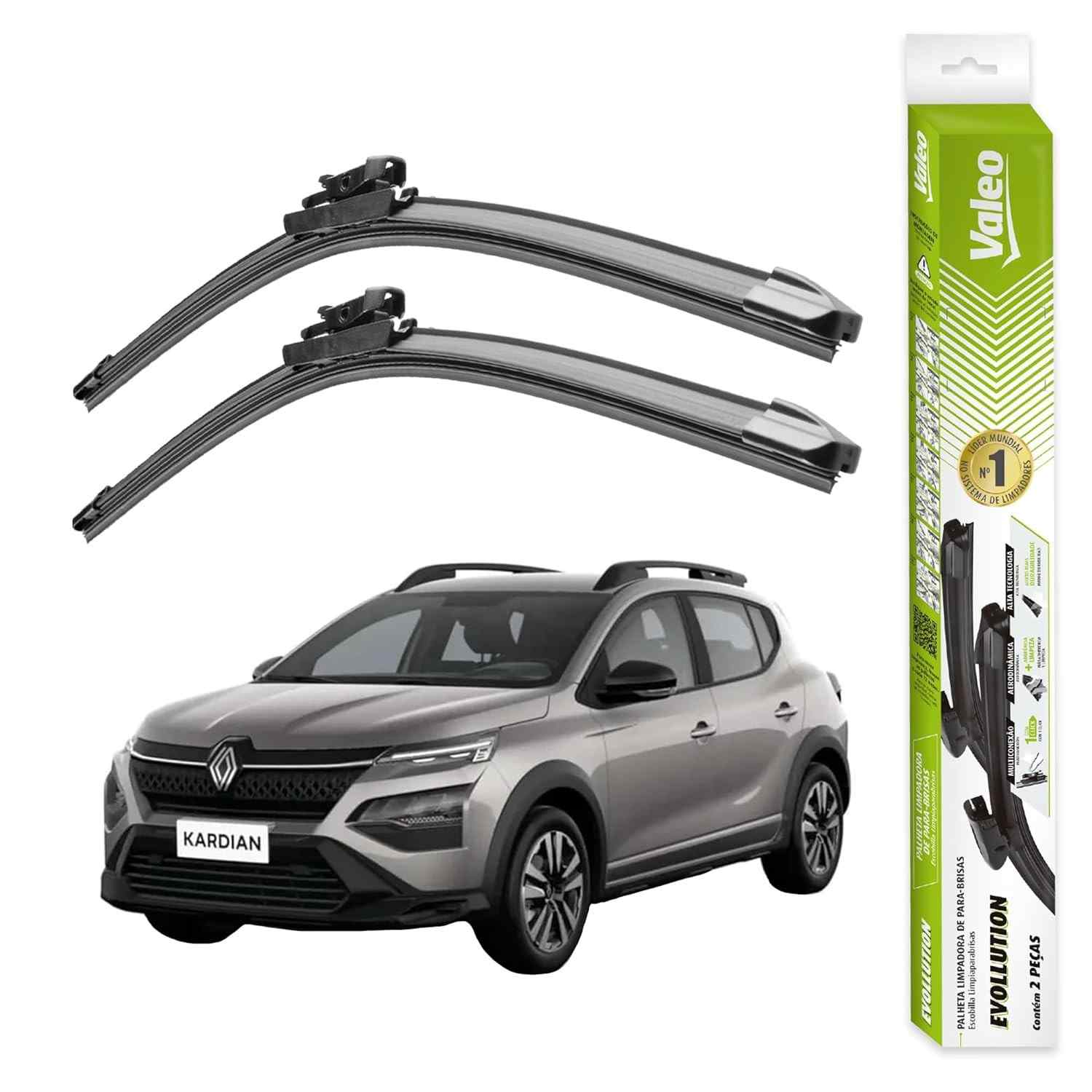 Par de Palhetas Limpador Parabrisa Valeo Evollution Original Renault Kardian 2024-2026