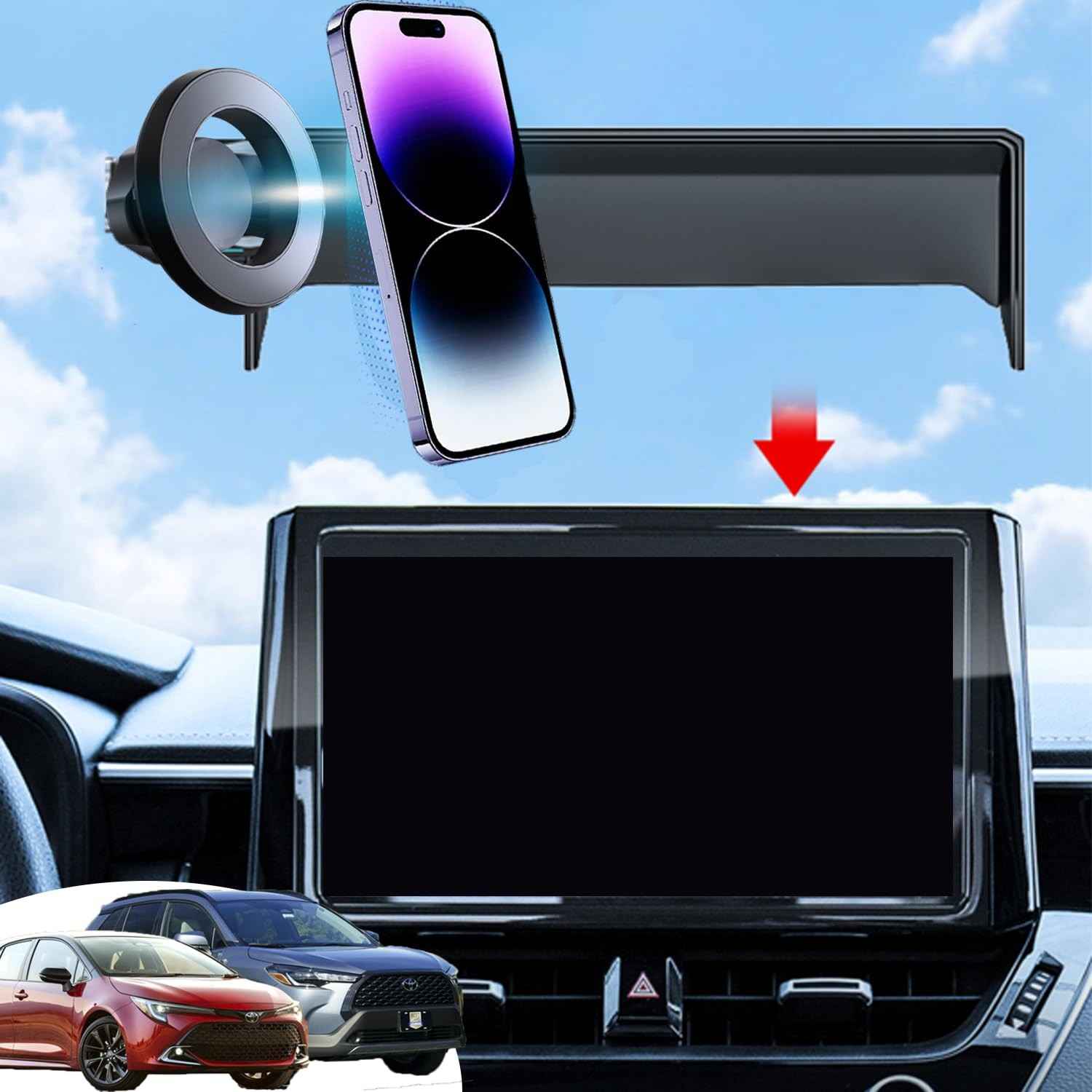 Suporte Magnético Oricarmes para Toyota Corolla 2019-2024 e Corolla Cross 2022-2024 (Tela 8") - Acessório Essencial MagSafe
