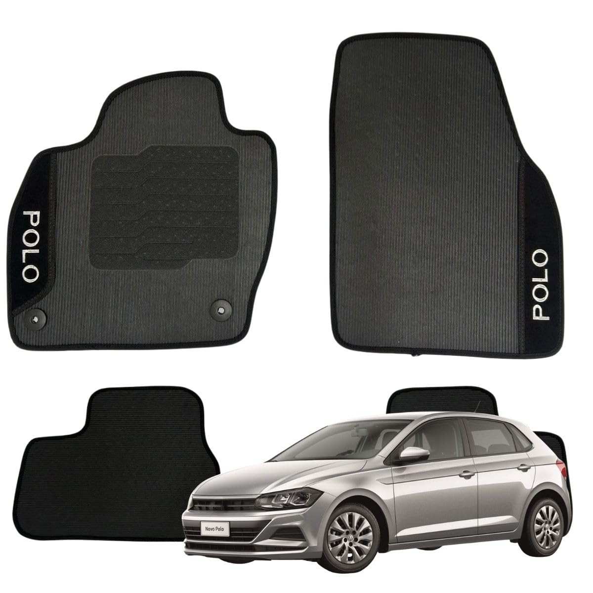 Jogo de Tapetes Automotivos Emborrachados Premium para VW Polo (2018-2024) - 3 Peças