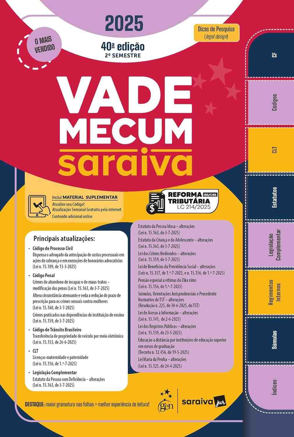 Vade Mecum Saraiva Tradicional 2025 - 40ª Edição Completa e Atualizada