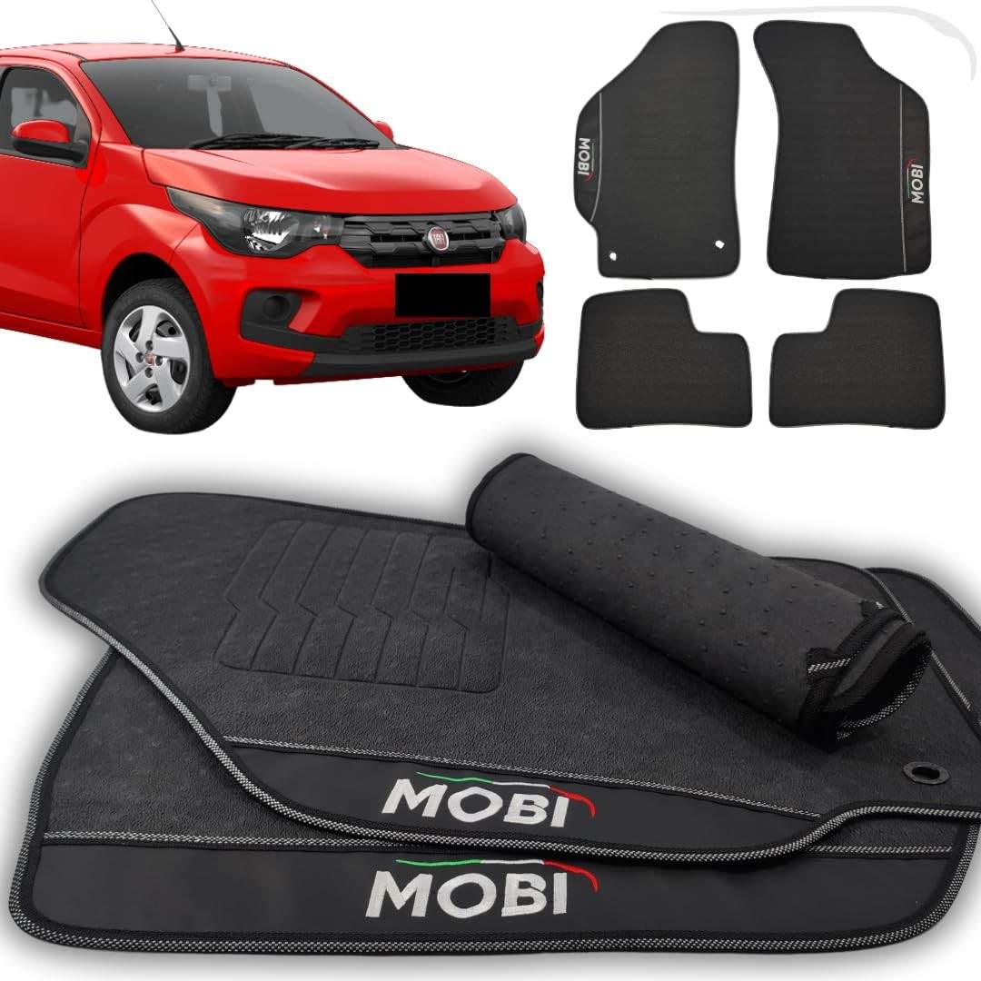 Jogo de Tapetes Automotivos Premium Emborrachado Impermeável para Fiat Mobi 2016-2025 (4 Peças)