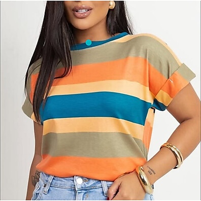 Blusa Listrada Bicolor Viscolycra: Tendência 2025