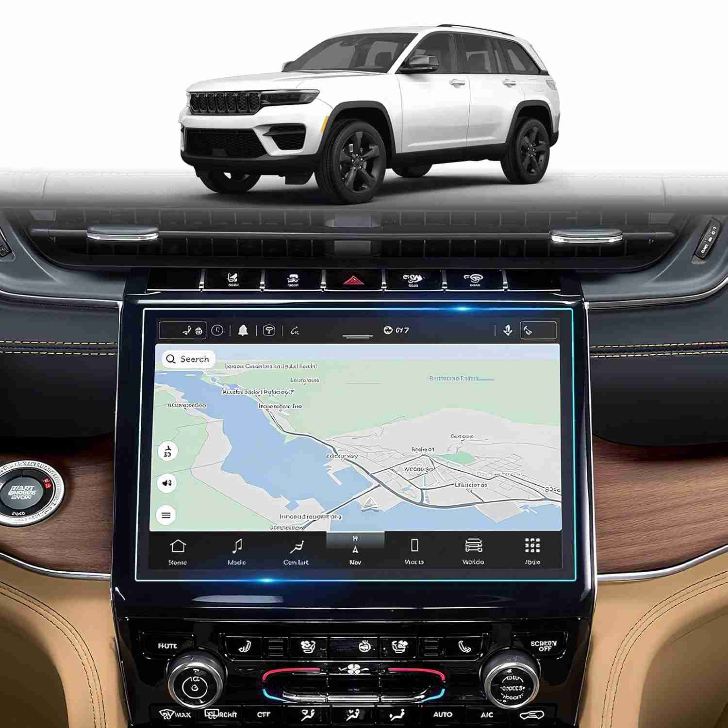 Protetor de Tela Uconnect 5 Jeep Grand Cherokee 2022-2025 - Vidro Temperado 9H Fosco Anti-Reflexo