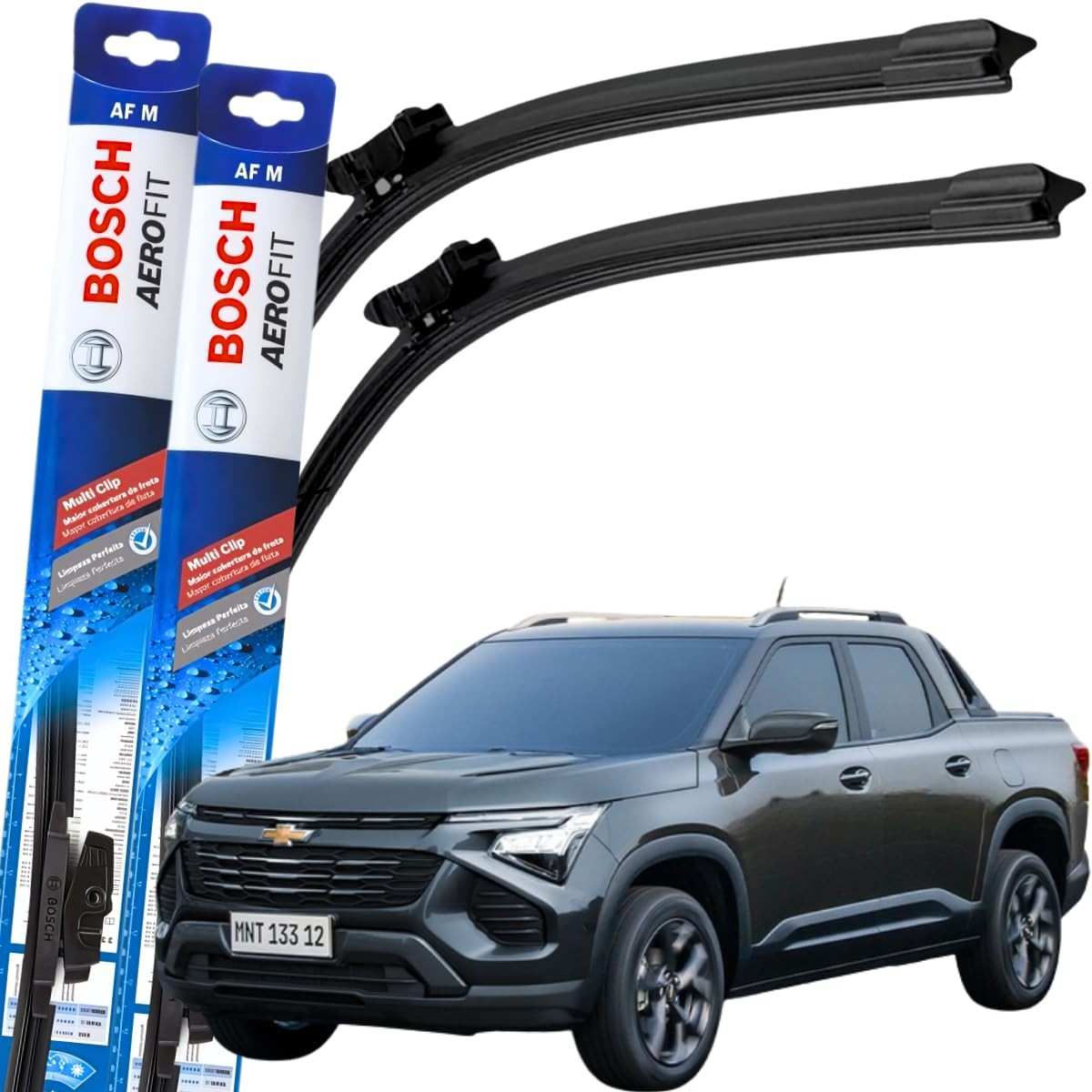 Kit Palhetas Limpador Parabrisa Bosch Multiclip Original Chevrolet Montana 2023-2026
