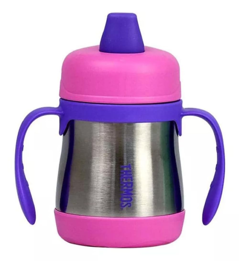 Copo Térmico Infantil Rosa e Roxo - Inox 210ml com Isolamento a Vácuo