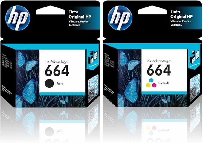 Kit Cartuchos 664 Preto e colorido Original HP 1115 2136 3636
