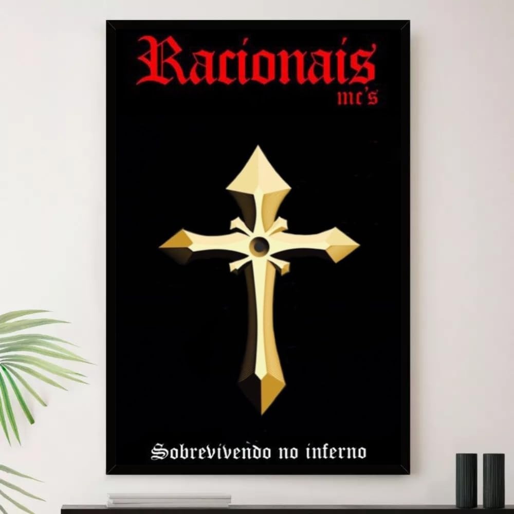 Quadro Racionais MC's Sobrevivendo - Frase Decorativa em A4 23x33cm com Moldura Premium
