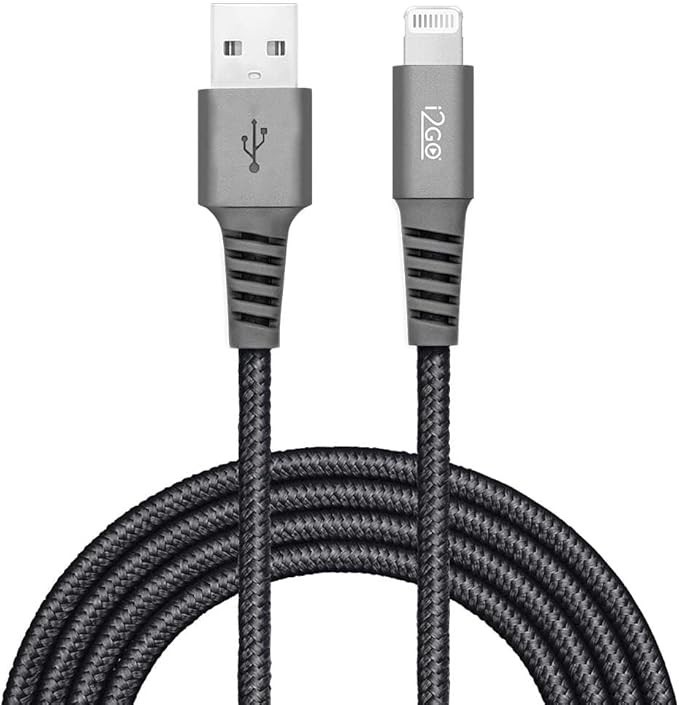 Cabo Iphone/Cabo Lightning I2GO Certificado MFi 2m 2,4A Nylon Trançado Chumbo - I2GO PRO