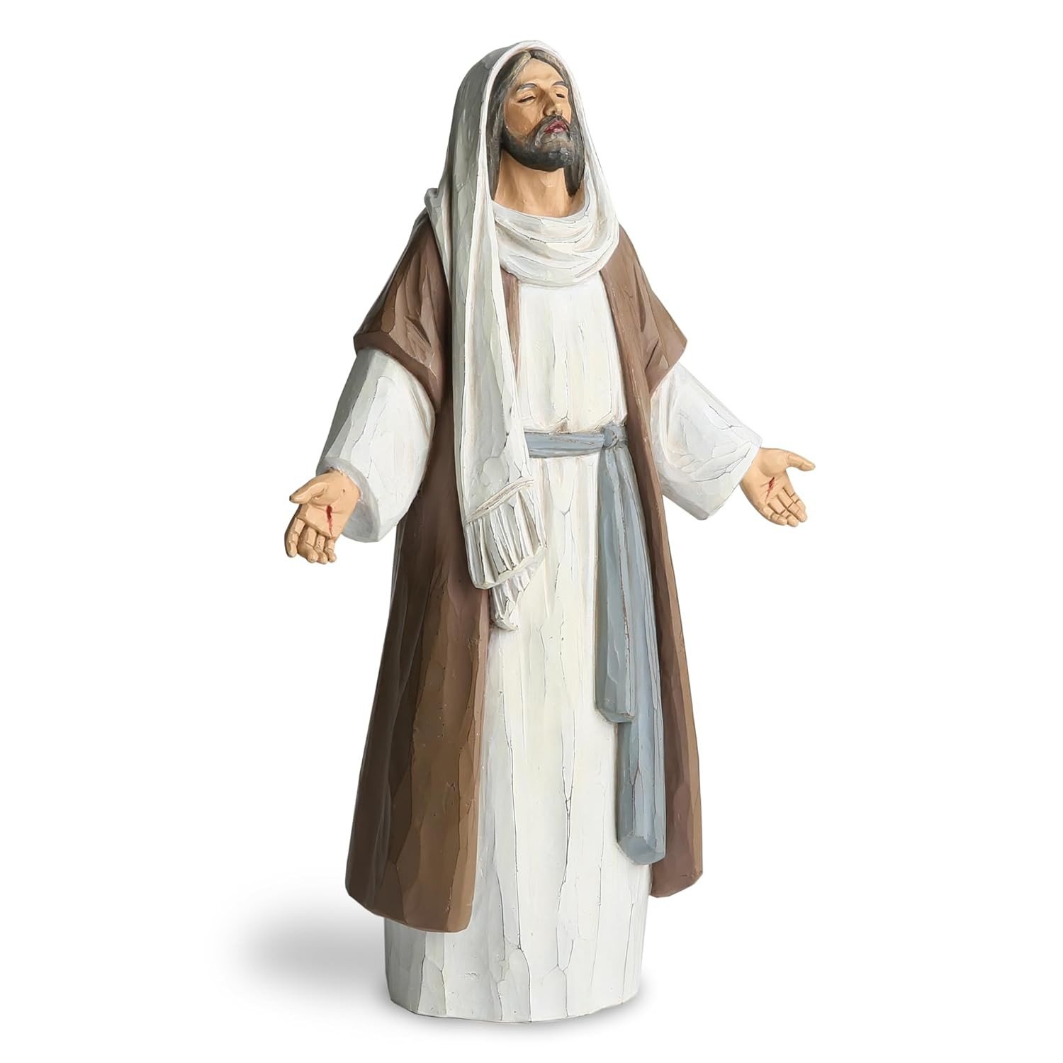 Estátua de Jesus Cristo com Braços Abertos 24cm - Decoração Religiosa Moderna Pintada à Mão