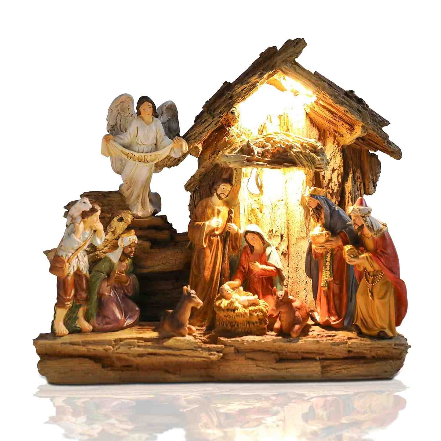 Conjunto de Presépio de Natal 24cm com Iluminação Interna - Decoração Tradicional e Encantadora