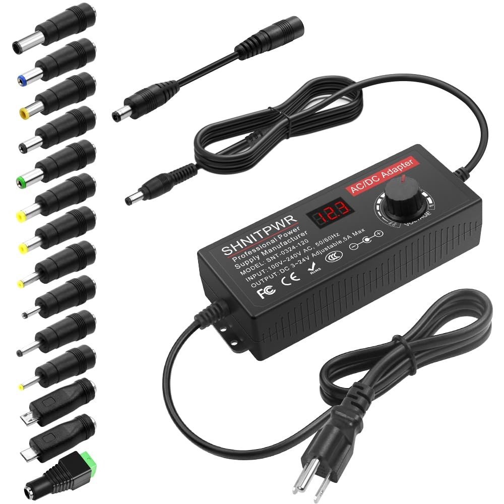 Adaptador Universal SHNITPWR 120W: Potência Ajustável para Todos os Seus Dispositivos (4V-24V)