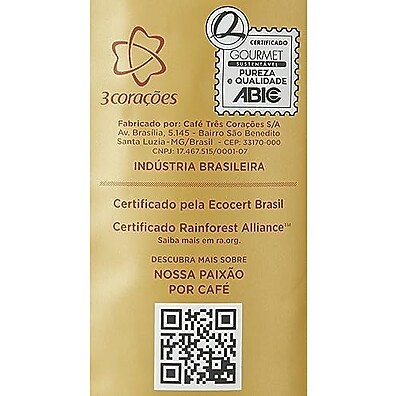 Café Rituais Orgânico 3 Corações em Grãos 250g