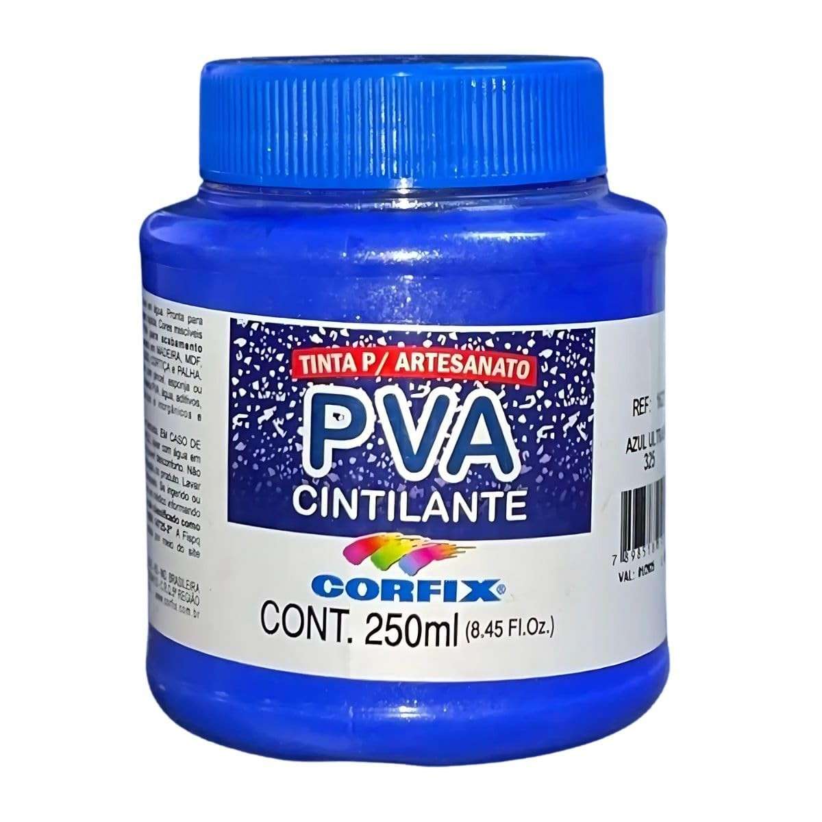 Tinta PVA Cintilante Azul Ultramar 250ml - Brilho Intenso e Durabilidade