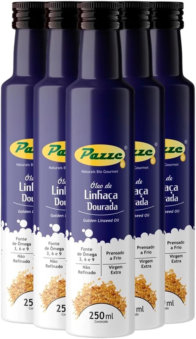 Kit 5 Óleo de Linhaça Dourada Extra Virgem Pazze 250ml