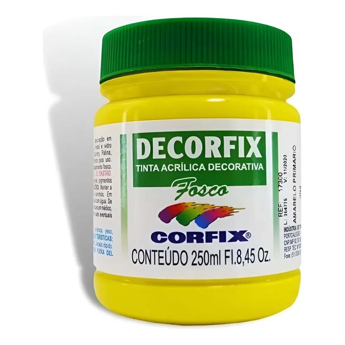 Tinta Acrílica Fosca 250ml DECORFIX Amarelo Primário - Alta Cobertura e Secagem Rápida