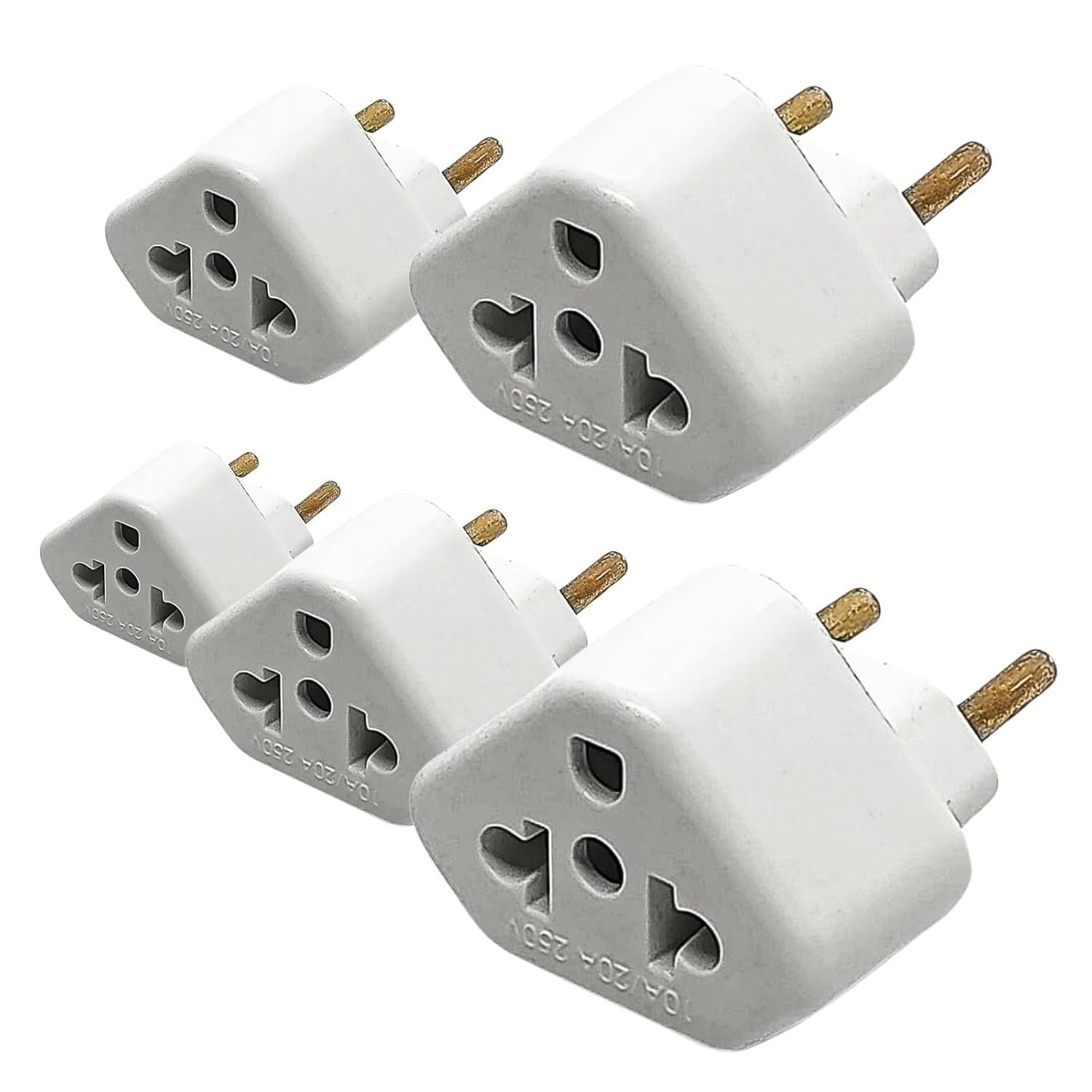 Kit 5 Adaptadores Tomada Universal Bivolt 10A/20A 250V - Plugue 110V/220V - CompleteStore®