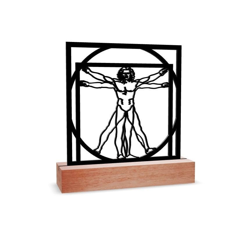 Escultura de Mesa Homem Vitruviano 25x26cm - Arte Inspiradora para Decoração Moderna