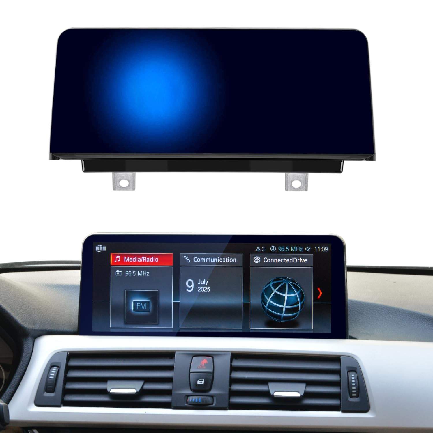 Tela HD Antirreflexo Azul 26cm para BMW Série 3 F30 X1 F48 (2017-2019) EVO ID6 - CarPlay & Android Auto Sem Fio