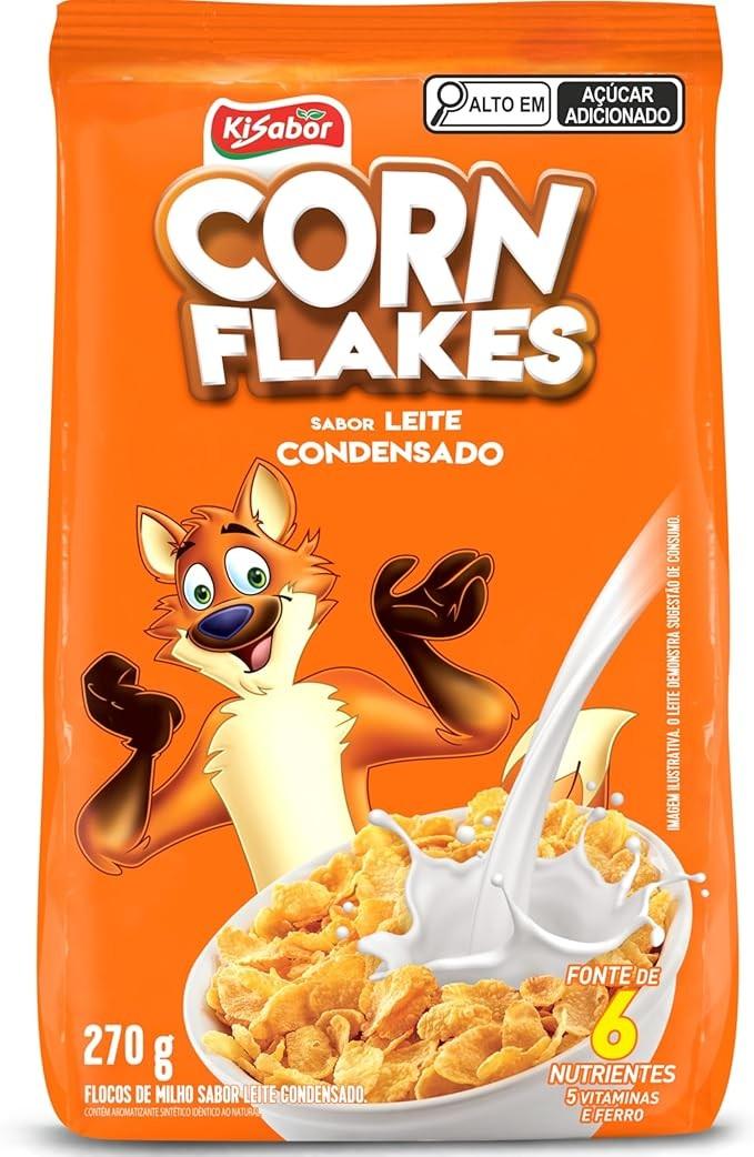 KiSabor Corn Flakes Sabor Leite Condensado Cereal Matinal Kisabor 270 Gramas