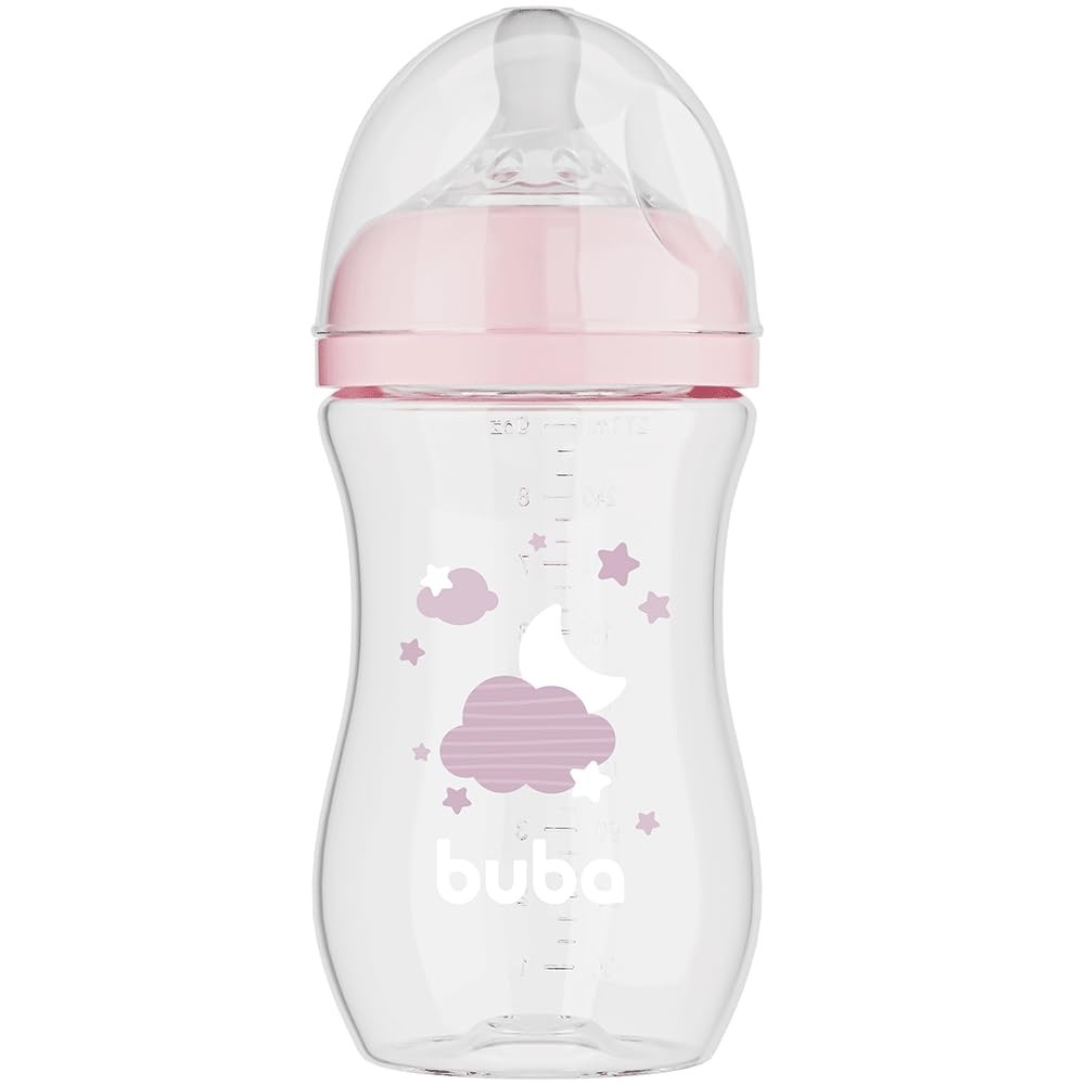 Mamadeira Easy Flow Nuvem Rosa 270ml - Buba Anticólica e Livre de BPA
