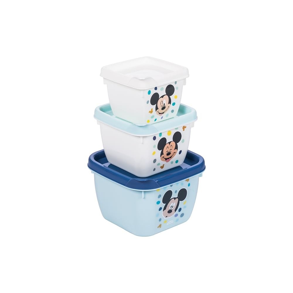 Kit com 3 Potes Conect Mickey Baby - 140ml, 270ml e 470ml - Plasutil