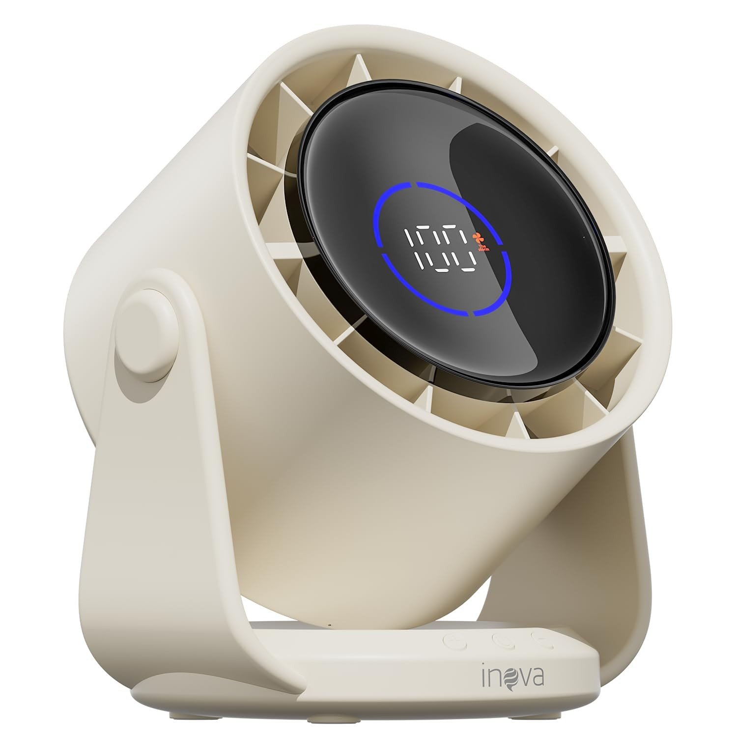 INAVA Ventilador de Mesa Ultra Silencioso 28dB com Display Digital, 100 Velocidades e Bateria Recarregável - Ideal para Casa, Escritório e Viagem