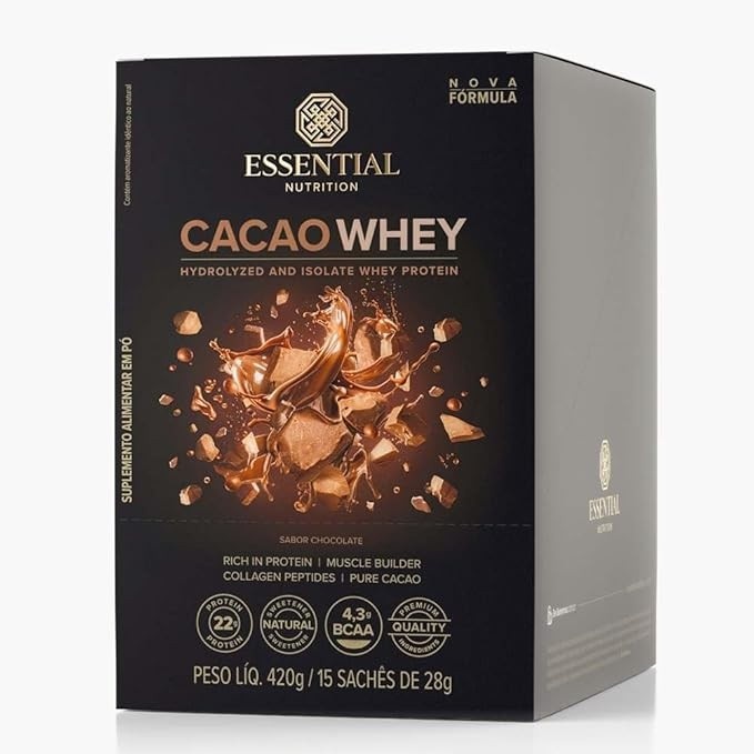Cacao Whey 28g Essential Nutrition 15 Sachês