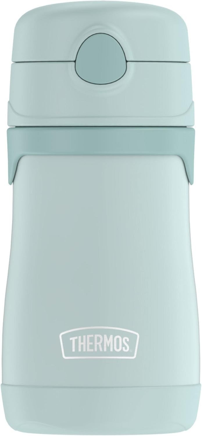 THERMOS BABY Garrafa Isolada Canudo 293ml Aço Inox Menta - Mantém Bebidas Frias por 12h
