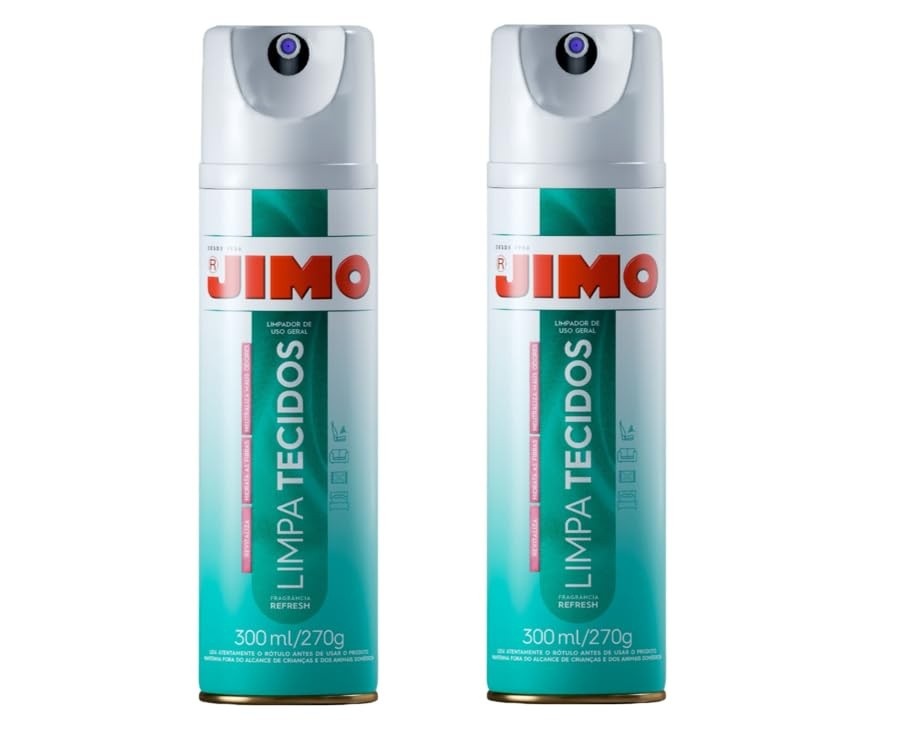Kit 2un JIMO Limpa Tecidos - Sofá, Tapete, Forro de Bancos | Hidrata, Perfuma e Neutraliza Odores 300ml