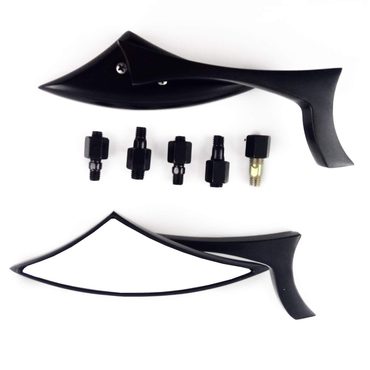 2x Espelhos Retrovisores Lâmina Alumínio Preto para Moto Cruiser, Chopper e Street - Suzuki B-King