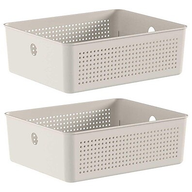 2x Cestos OU Flow Bege 5,4L – Organização Prática e Elegante