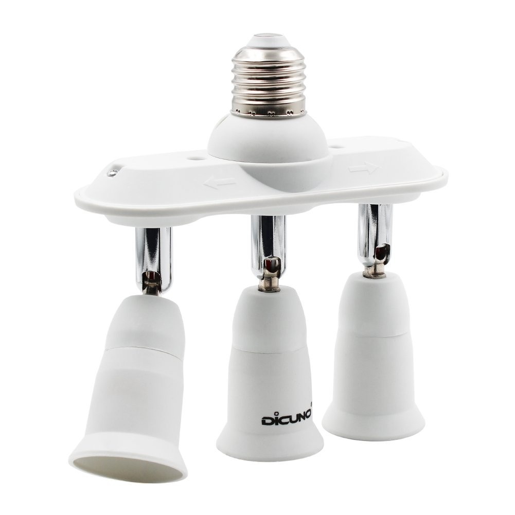 Adaptador Divisor 3 em 1 E26 DiCUNO: Iluminação 360° Ajustável e Versátil